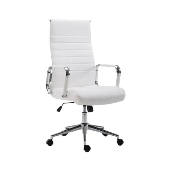 Chaise de bureau réglable pivotant en similicuir Blanc