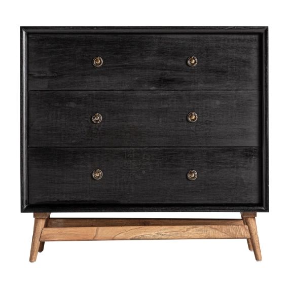 Commode en bois noir et marron 90x40x86