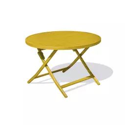 Table de jardin ronde pliante en aluminium jaune moutarde