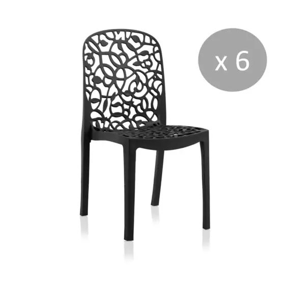 Pack de 6 chaises design en résine recyclée anthracite