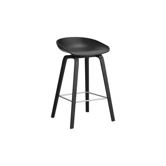 Tabouret de bar About a stool en Plastique, Polypropylène recyclé – Couleur Noir – 47 x 43 x 75 cm – Designer Hee Welling