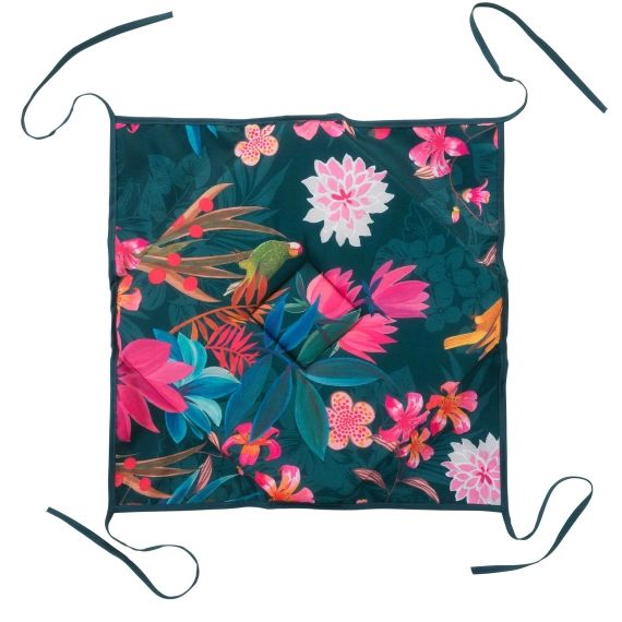 Galette de chaise imprimée exotic paradise polyester bleu 36×36