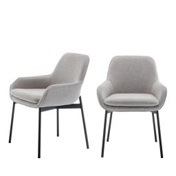 Haas – Lot de 2 fauteuils de table en tissu et métal – Couleur – Gris clair