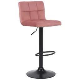 Tabouret de bar réglable pivotant en velours Rose