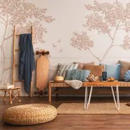 Papier peint panoramique balade en bord de mer 300 x 250 cm beige