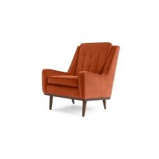 Scott, fauteuil, velours de coton orange brûlé