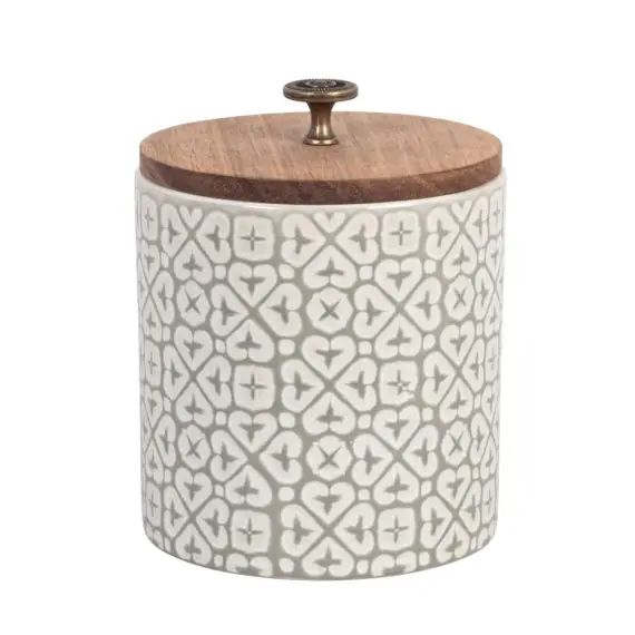 Bocal en faïence blanche motifs verts