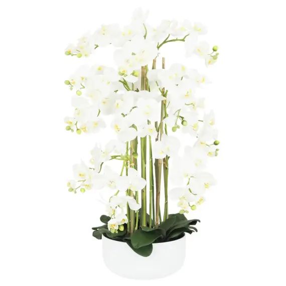 Orchidée artificielle 12 hampes florales 80cm blanc