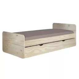 Pack lit gigogne avec 2 matelas bois massif bois 90×190 cm