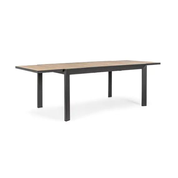 Table en aluminium extensible 8 places Anthracite – naturel
