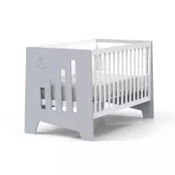 Lit bébé – bureau (2en1) 70×140 cm en gris