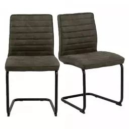 Lot de 2 chaises en simili et métal noir vert