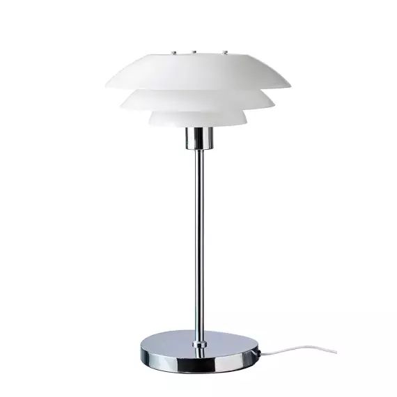 Lampe de table en verre et chrome, h 50 cm d 31 cm