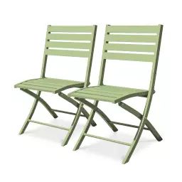 Lot de 2 chaises de jardin en aluminium vert lagune