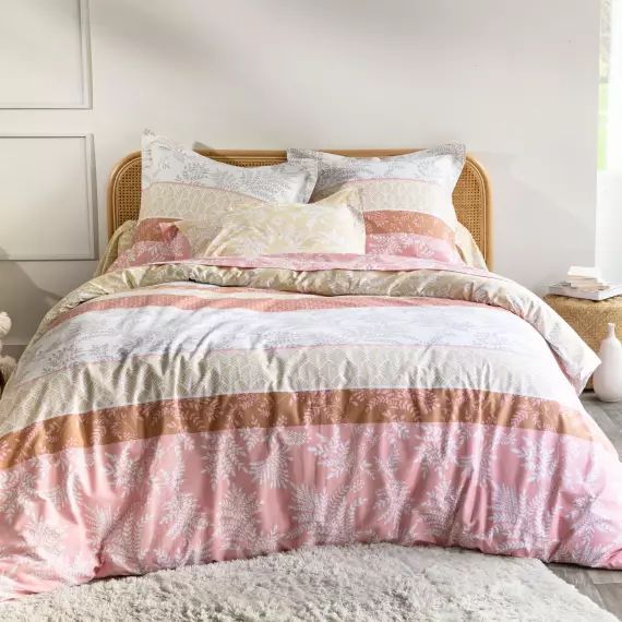 Housse de couette 240×260 rose en coton