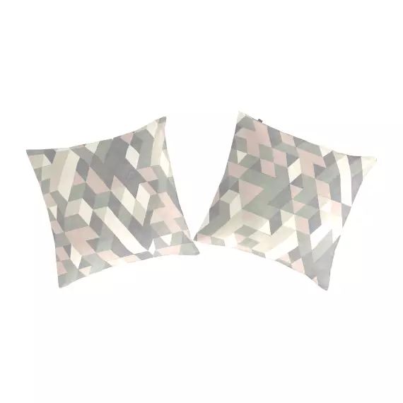 2 taies d’oreiller en coton bicolore 65×65
