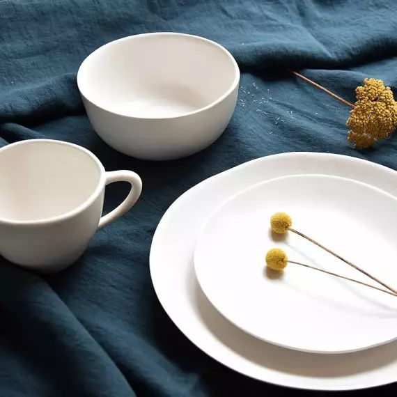 Set de 4 tasses en céramique blanche Fjord