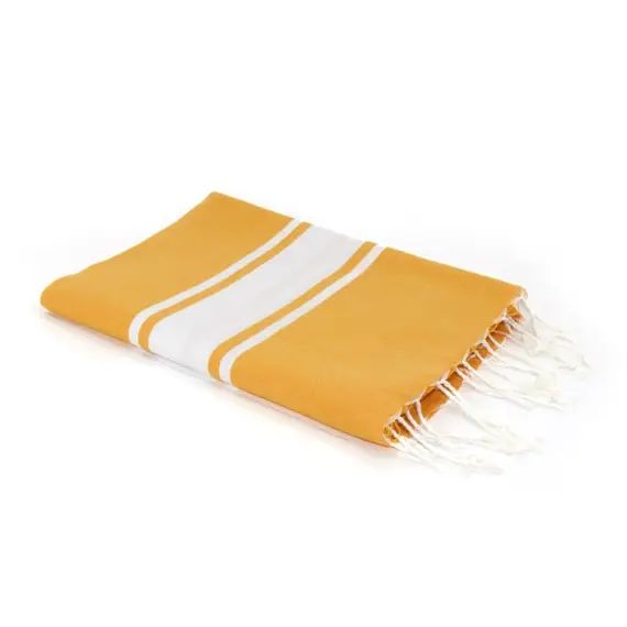 Fouta en coton bande blanche 100×200 Jaune safran