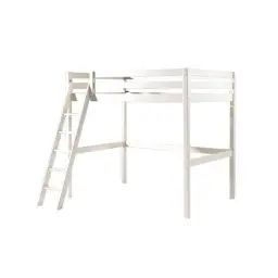 Lit mezzanine 140×200 sommier inclus blanc