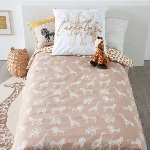 Parure de couette 100% coton 57 fils imprimée 140×200 1 taie