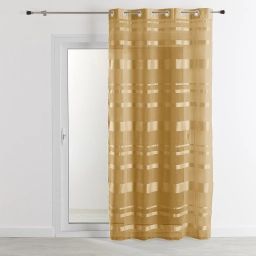 Voilage tamisant à rayures horizontales polyester ocre 240×140