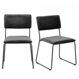 Lot de 2 chaises en velours style moderne gris