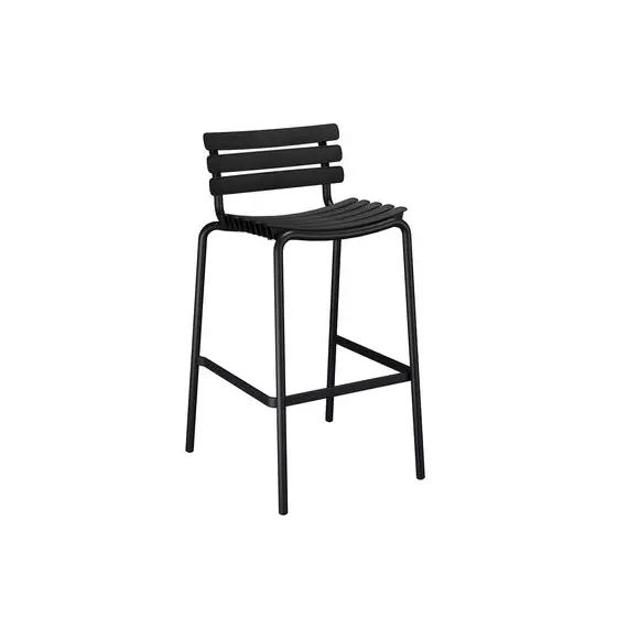 Chaise de bar ReCLIPS en Plastique, Plastique recyclé – Couleur Noir – 55 x 56 x 99 cm – Designer Henrik  Pedersen
