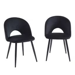Bratina – Lot de 2 chaises en velours et pieds en métal – Couleur – Noir