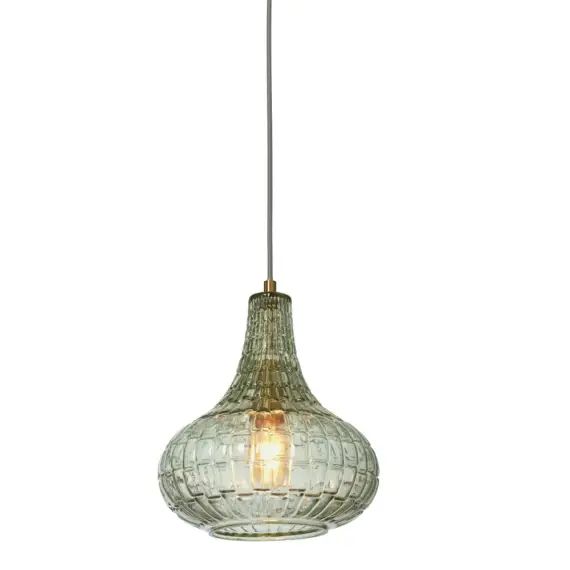 Suspension en verre vert/or, h. 28cm