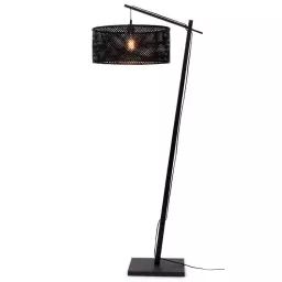 Lampadaire bambou abat-jour bambou noir, h. 176cm
