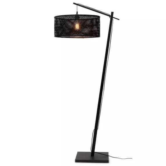 Lampadaire bambou abat-jour bambou noir, h. 176cm