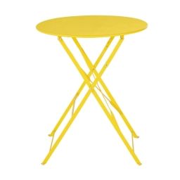 Table de jardin ronde pliable en acier jaune D60