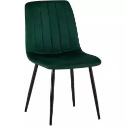 Chaise de salle à manger avec pieds métal assise en velours Vert