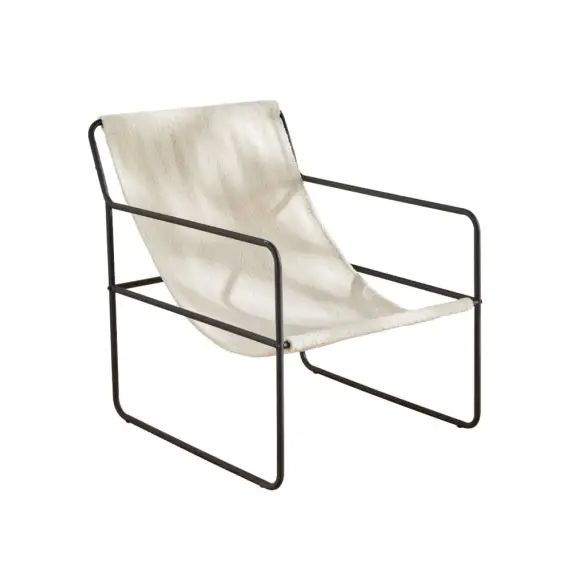 Fauteuil chilienne bouclette ecru 76x63x77