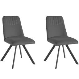 Lot de 2 chaises de salle à manger rembourrées en velours gris clair