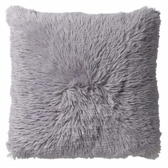 Housse de coussin gris fausse fourrure-60×60 cm uni