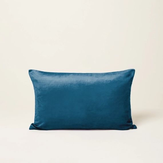 Housse de coussin CASTIGLIONE pétrole et taupe – BLEU
