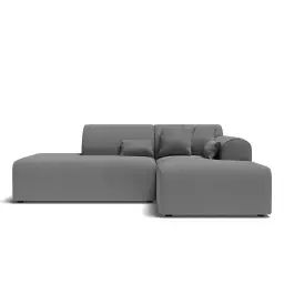 Canapé d’angle en velours côtelé 4 places gris souris