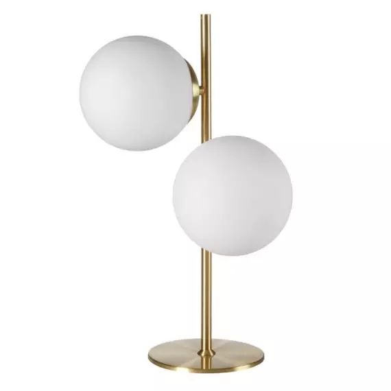 Lampe à poser laiton mat 2 globes verre
