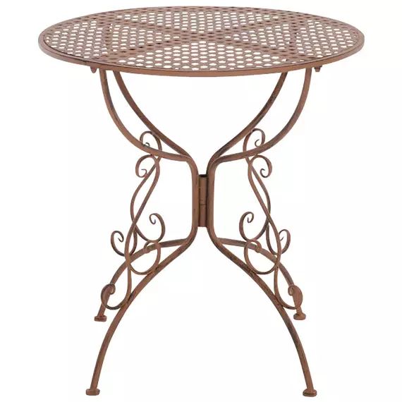 Table de jardin ronde en métal Marron antique