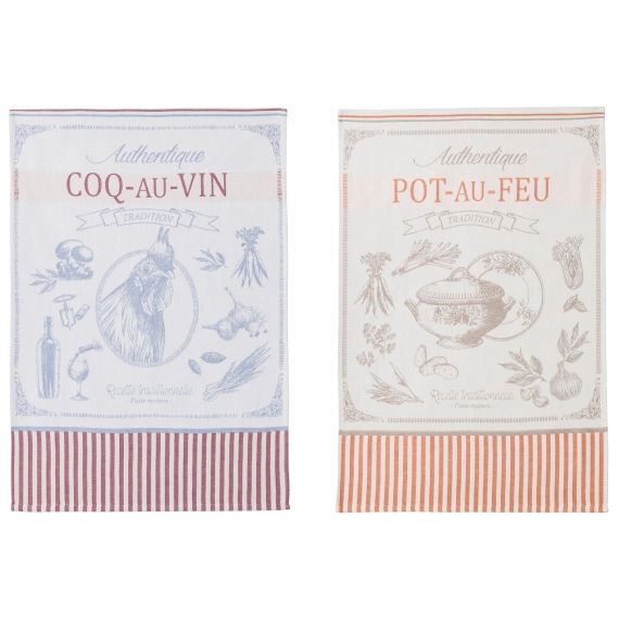 Lot de 2 torchons jacquard rouge en coton 50 x 75