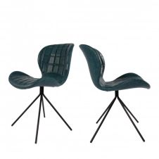 2 chaises design skin bleu pétrole