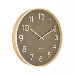Horloge ronde en bois pure  40 cm vert mousse