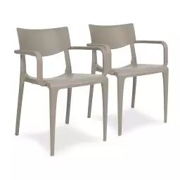 Lot de 2 fauteuils de jardin en polypropylène renforcé taupe