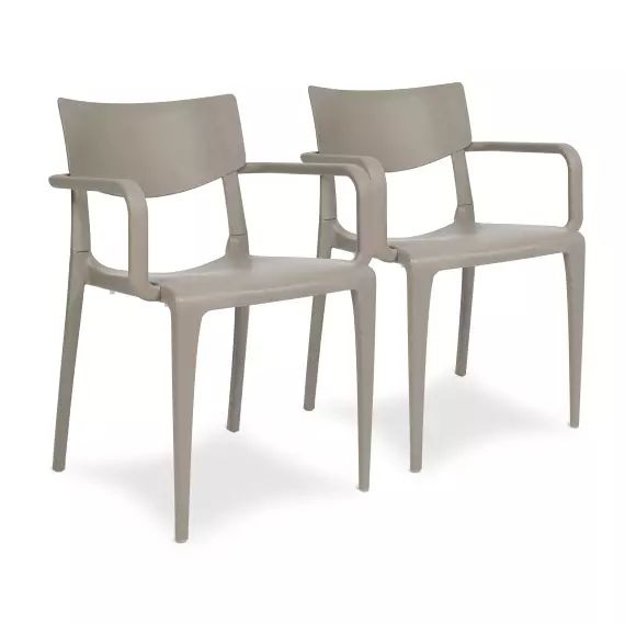 Lot de 2 fauteuils de jardin en polypropylène renforcé taupe