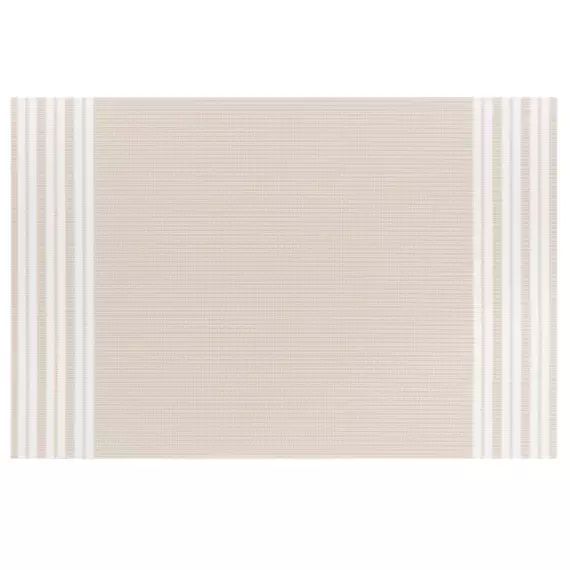 Set de table beige motifs graphiques blancs