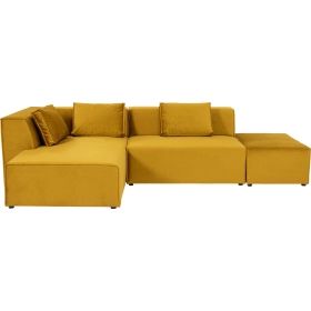 Canapé d’angle gauche 4 places en velours jaune