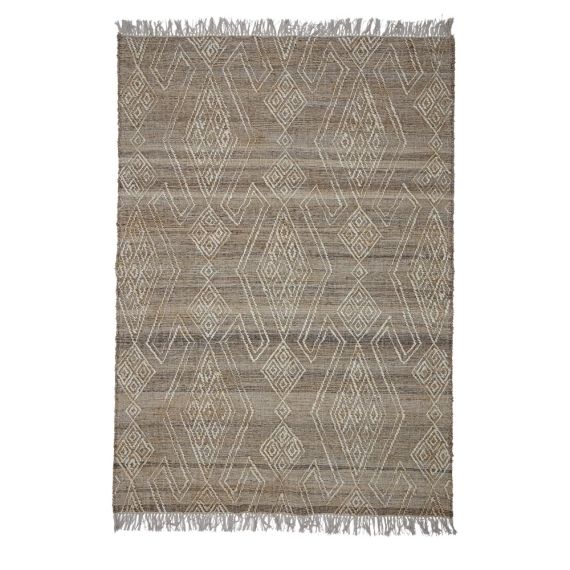 Tapis à franges naturel en jute 150×215 cm