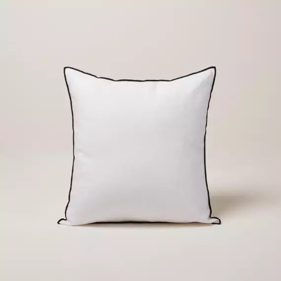 Housse de coussin CARLINA blanc pur et bourdon noir – BLANC