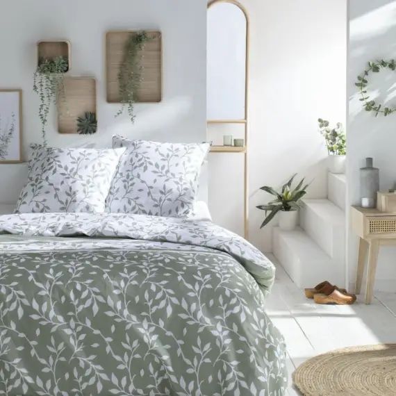Parure de lit en Coton Vert 220×240 cm